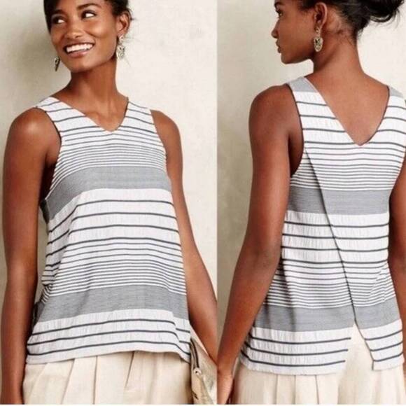 NWT Anthropologie Deletta Striped Tulip Sleeveless Tank Top XS - Picture 1 of 9
